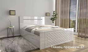 Кровать Глянец премиум 37 с Матрасом Дивано НПБ Кровати без механизма Белый