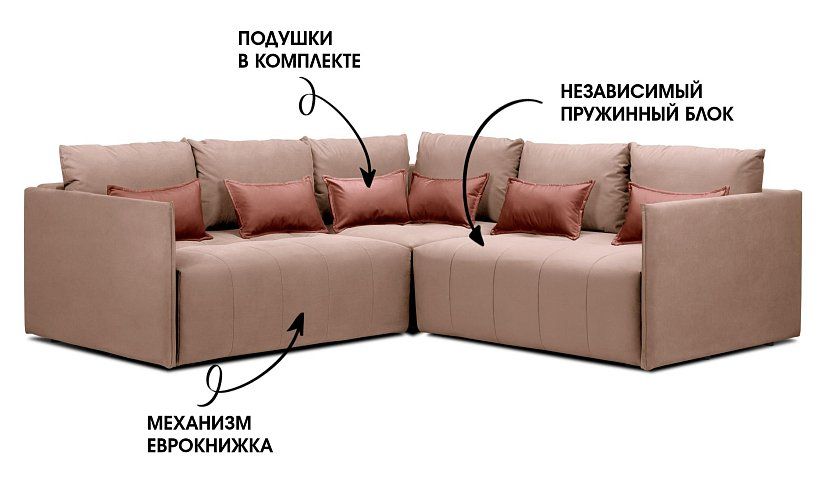Угловой диван Чилетти лонг, Розовый