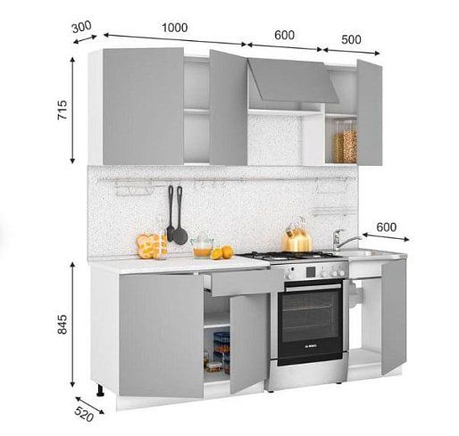 Кухня Бостон 2.1м (софт бордо), Красный