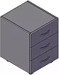 Тумба подкатная (3 ящика, с замком) Нова С (НОВА S), Коричневый
