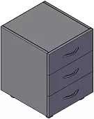 Тумба подкатная (3 ящика, с замком) Нова С (НОВА S) Коричневый