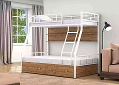 Кровать двухъярусная Раута (с полкой и ящиком) Кровати без механизма Белый 