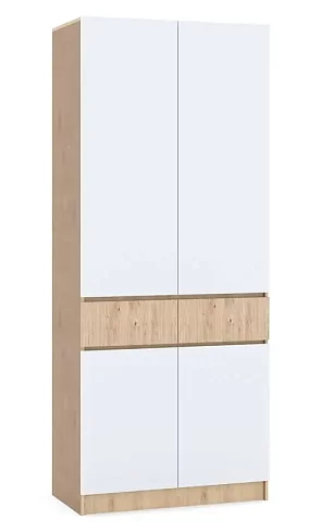 Шкаф в детскую Бас Град ШК-1000 (дуб крафт золотой/глянец белый), Белый