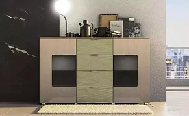 Комод Глянец 3D Бежевый