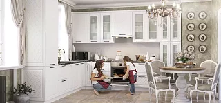 Угловая модульная кухня Барселона (белое дерево) Белый 