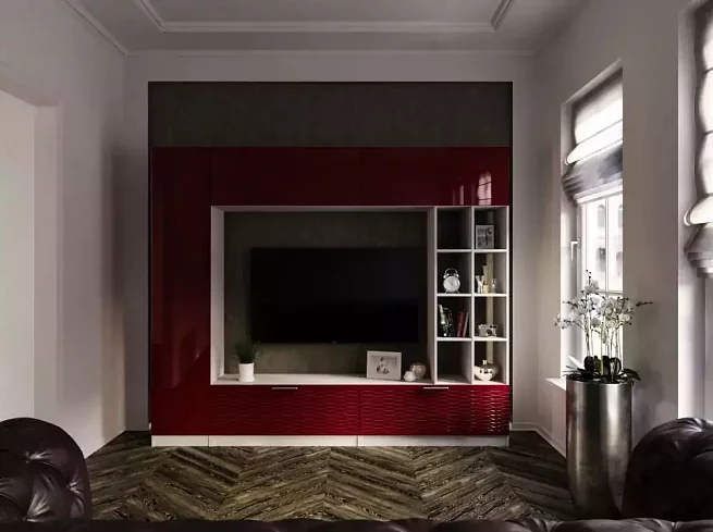 Стенка Стенка-горка Купертино Глянец 3D 3, Красный