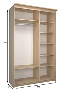 Шкаф-купе Эконом Миллениум 1468х2400х573 1 зеркало светлый роникон