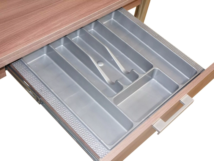 Стол обеденный раскладной с ящиком Симпл Дуб веллингтон/Серебристый металлик 4