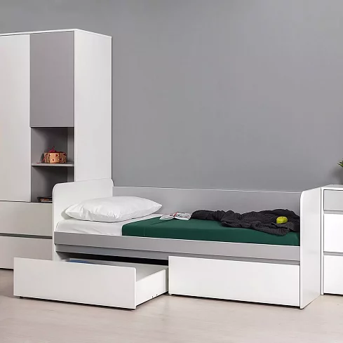 Кровать 80х190 см с ящиками Торонто, Белый