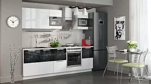 Кухонный гарнитур длиной - 240 см (со шкафом НБ) Фэнтези (Белый универсальный/Лайнс) 