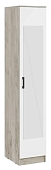 Шкаф-пенал с зеркалом Ронда ШК-1 (дуб крафт серый/белый) Белый