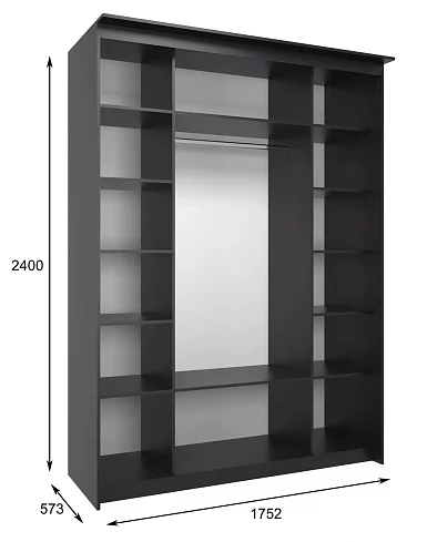 Шкаф-купе Эконом Миллениум 1752х2400х573, Черный