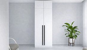 Шкаф двухстворчатый Бастион 0.8 м (белый древесный) с антресолью Белый