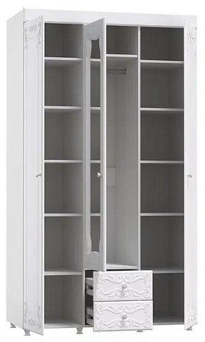 Шкаф 3-х дверный с зеркалом и ящиками Италия ИТ-57, Белый